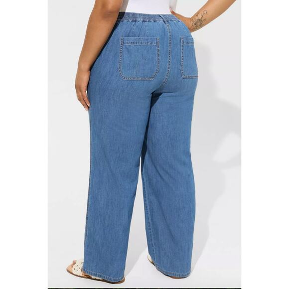 Torrid Pull On Mid Rise Wide Leg Light Weight Jean Womens Plus Size 4X New - Picture 4 of 13